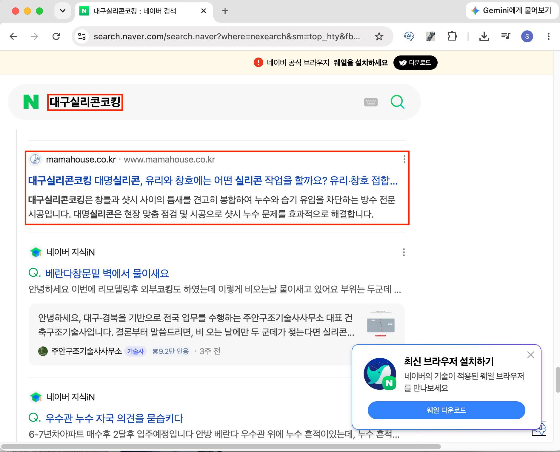 대명실리콘 웹블로그 검색 노출 이미지 2